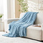 GONAAP Fuzzy Faux Fur Throw Blanket Light Blue Super Soft Cozy Plush Fuzzy Shaggy Blanket for Couch Sofa Bed (Light Blue, Throw(50"x60"))