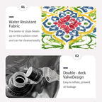 Inflatable Ottoman Stool D31 xH14 for Outdoor/Indoor Use, Water Repellent Patio Foot Rest Stool with Portable Handle,Round Pouf Ottoman Suitable for Garden,Deck and Camping - Damask Red