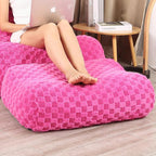 Pouf Ottoman, Comfy Poufs with Jacquard Shaggy Plush, High-Density Memory Foam Foot Stool for Living Room, Pink