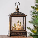 12.5'' Musical Snow Globe Lantern Lighted Church with Nativity Manger Scene Water Lantern in Swirling Glitter, Christmas Home Decoration and Gift, Battery Operated or USB Powered