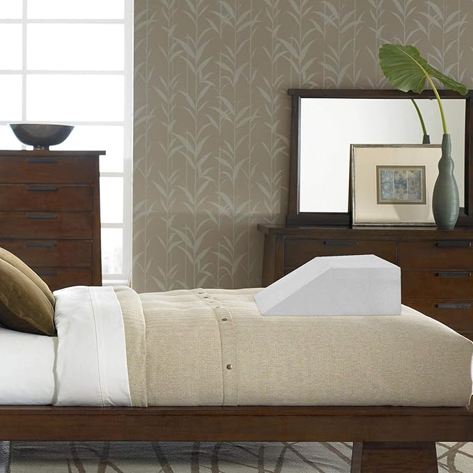 24-Inch Leg Support Pillow, Full Foam Top, Legs and Back Support for Acid Reflux, Foam Incline, Multi-Purpose, Comfortable, Increases Blood Flow, Promotes Breathing, White