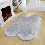 Latepis Grey Sheepskin Rug 4x6 Area Rugs Bedside Fluffy Faux Fur Rug Shag Carpets for Bedroom Living Room Playing Room Décor, Sheepskin