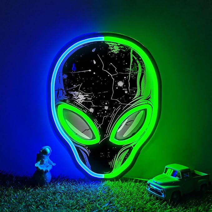 zidoni Alien Neon Sign,Dimmable Alien LED Neon Signs for Wall Decor Bedroom Game Room Man Cave Party Decor, LED Light Sign Gifts for Teen Boy Room