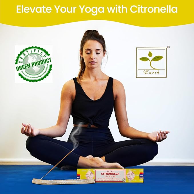 Satya Nagchampa Citronella Incense Sticks, Satya Bng (Bangalore) Insenses 15gmx3 Pack (45 GMS) with Raajsee Incense Holder Bundle, Satya Nagchampa Natural Incense