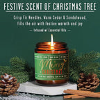 Christmas Candles - 'Merry Christmas' Christmas Scented Holiday Candles, w/Pine, Frasier Fir, Cedar I Christmas Tree Candle I Stocking Stuffers for Women I 9oz, 50Hr, USA Made