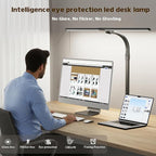 LED Double Head Desk Lamp,24W Brightest Architect Double Swing-arm Table Lamps,5 Adjustable Brightness Color Temperature ，for Workbench/Monitor/Home/Reading/Offices/Bedrooms/Dormitories