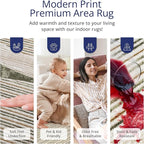 Abani Mid-Century Green Arch Washable Area Rug – 4' x 6' – Modern Geometric Design – Ivy Collection – Non-Shedding, Easy to Clean – Durable for High Traffic Areas – Living Room, Bedroom & Office