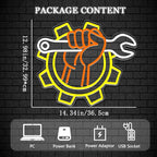 Wrench Neon Sign for Wall Decor – USB Powered LED Garage Sign with Dimmer, Car Room Accent Light, Auto Repair Workshop Wall Lamp, Man Cave Neon Decor, Gift for Dad or Car Enthusiast 13"x14.3"