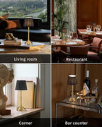 KDG Cordless LED Table Lamp Set of 2, Portables Fabric Shade Desk Lamps, 5000mAh Rechargeable Battery Powered Lighting, Dimmable Light for Dining Room, Bedroom, Bedside,Night Light, Balcony (Black)