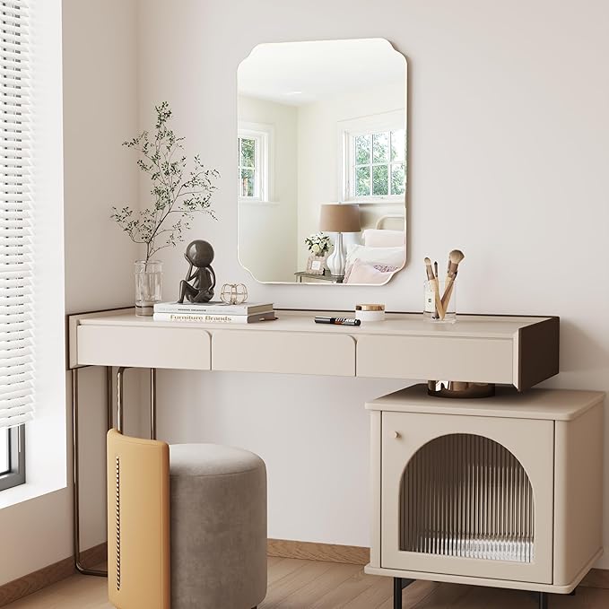 Bathroom Mirrors for Over Sink, Frameless Mirrors for Wall, 24x18 Inch Beveled Bathroom Mirror, Bathroom Vanity Mirror for Bedroom Living Room Entryway Home Decor