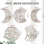 Jetec 5 Pcs Moon Phase Wall Art Decor Wall Pediments Hanging Wooden Moon Phase Spiritual Bedroom Nordic Boho Lunar Aesthetic Art for Living Room Dorm Apartment Bar Ornament(Vintage Color,10.6 Inch)