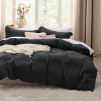 Bedsure Black Duvet Cover King Size - 3 Pieces Prewashed Cotton-Like Extra Soft Bedding Set, Includes 1 Duvet Cover 104x90 Inches with Zipper Closure & 2 Pillow Shams, Comforter Not Included