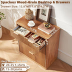 LEYAOYAO Fluted 5 Drawers Dresser for Bedroom Set of 2, 34" Tall Modern Chest of Drawers with Metal Handle, Curved Profile Design,Brown Wood Drawer Organizer for Bedroom, Living Room, Hallway