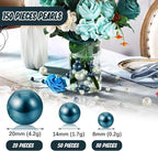 Navy Blue Vase Filler | 150PCS Pearls Bead for Centerpieces Vases | 8/14/20 mm No Hole Beads, Fake Pearls for Wedding Birthday Theme Party Table Centerpieces Decor