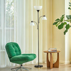 VONLUCE 71" Floor Lamp, Standing Lamp with Adjustable Reading Lights & 3 Bulbs, Modern Torchiere Floor Lamp with 3 Color Temperatures, Tall Lamp for Living Room Bedroom Corner, Black