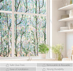 LEMON CLOUD Privacy Window Film 3D Stained Glass Window with Installation Tools,No Glue Static Cling Window Sticker,Decorative for Glass Door,Bathroom,Office and Home (Leaf Rainbow,23.6 x 157.4 Inch)