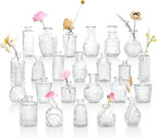 Bud Vases in Bulk 24, Clear Small Glass Vase for Centerpiece Table Decorations, Durable Mini Glass Vases for Flowers, Decorative Flower Vase for Wedding Decor, Party, Home Decor, Housewarming