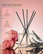 M&SENSE Rose & Sandalwood Reed Diffuser Set - 7.04 oz Velvet Rose Non-Toxic Scent Diffusers for Home Bathroom Shelf Decor, Aromatherapy Diffuser Gift for Girlfriend