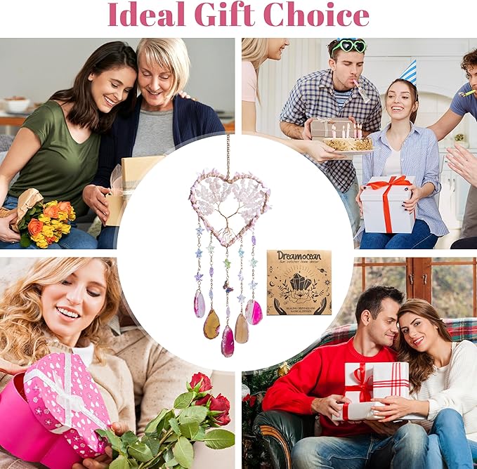 Tree of Life Dream Catchers, Dreamocean Crystal Sun Catchers Indoor Window Heart Rainbow Suncatcher Wall Hangings Outdoor Garden Decor for Adults Girls