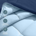 Bare Home Twin/Twin Extra Long Comforter - Reversible Colors - Goose Down Alternative - Ultra-Soft - Premium 1800 Series - All Season Warmth - Bedding Comforter (Twin/Twin XL, Dark Blue/Light Blue)