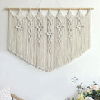 Achart Macrame Wall Hanging Large- Boho Wall Decor- large wall art- Wall Decor Living Room- Macrame Tapestry Boho Decor for Bedroom (Beige-Flower)