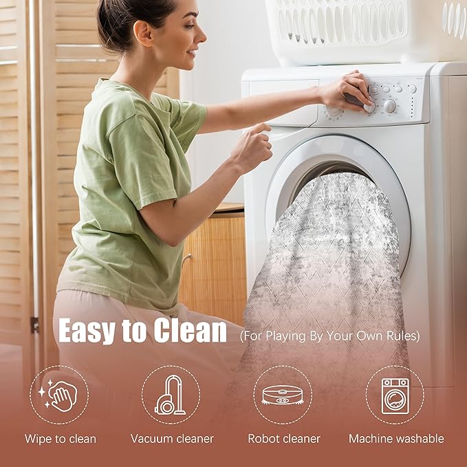 5' x 7' Washable Area Rug - Low Pile Soft Vintage Indoor Rug for Living, Dining or Bedroom - Lightweight Carpet with Non-Slip Backing - Foldable for Easy Placement, Grey