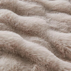 Lotus Karen Faux Fur Throw Blanket Linen - 800 GSM Bubble Rabbit Fluff Blanket for Couch Bed Sofa,Softest Fluffy Fuzzy Cozy Blanket,Thick Furry Plush Shaggy Warm Blankets for Women,50x60 Inches