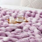 Touchat Luxury 1000GSM Faux Rabbit Fur Throw Blanket for Women, Super Heavy Warm Cozy Blankets for Couch Bed Sofa, Bubble Plush Fuzzy Soft Mink Blanket for Living Room Bedroom, Purple