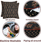 Ridhi Hand Block Print 20x20 Black Decorative Outdoor Couch Throw Canvas Pillow Cover Set of 2 Washable Modern Vintage Boho Chic Spring Home Decor GIFS Cover