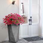 10 Bundles Artificial Faux Flowers for Outdoor,10Pcs Fake Flowers for Home Decor,Plastic Flowers Shrubs Lifelike Artificial Greenery Home Porch Stems Outside Decor(Rose Red)