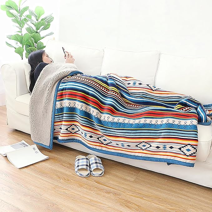 UKELER Boho Sherpa Throw Blanket Queen Size 80'' x 90'', Southwestern Aztec Throw Blanket for Bed/Couch/Sofa/Camping, Great Gift for Mother's Day, Father's Day, Thanksgiving, Christmas,New Year's Day