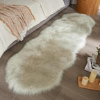 AMTOVO Faux Sheepskin Rug, Light Grey Ultra Soft Fluffy Shag Area Rug, 2 x 6 ft Faux Fur Rug for Bedroom Sofa Throw Cushion Room Decor, Sheepskin
