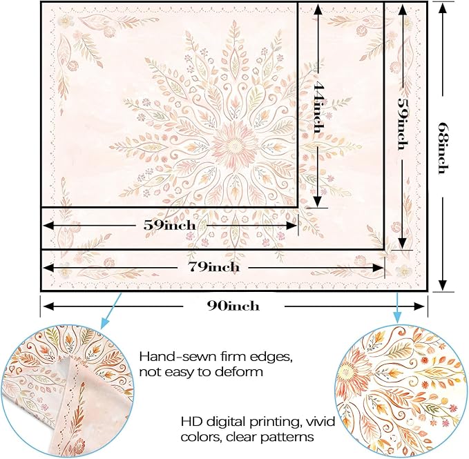 Lunerfex Floral Mandala Tapestry Boho Tapestry for Bedroom Orange Tapestries Wall Hanging Living Room Wall Art and Home Decor 44x60