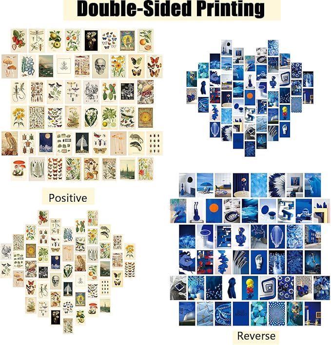 NGETC 50PCS Wall Collage Kit Double-Sided Printed Botanical Illustration Tarot Aesthetic Pictures Retro Wall Art Hippie Room Wall Decor Boho Postcards Pack Nature Posters for Adults Teen Girls Room