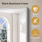 YIROMAN Bathroom Mirror 48"x36", Large Brushed Silver Bathroom Mirror for Over Sink with Aluminum Frame, Rectangular Vanity Mirror with Right Angle, Wall Mirror Hangs Horizontal or Vertical