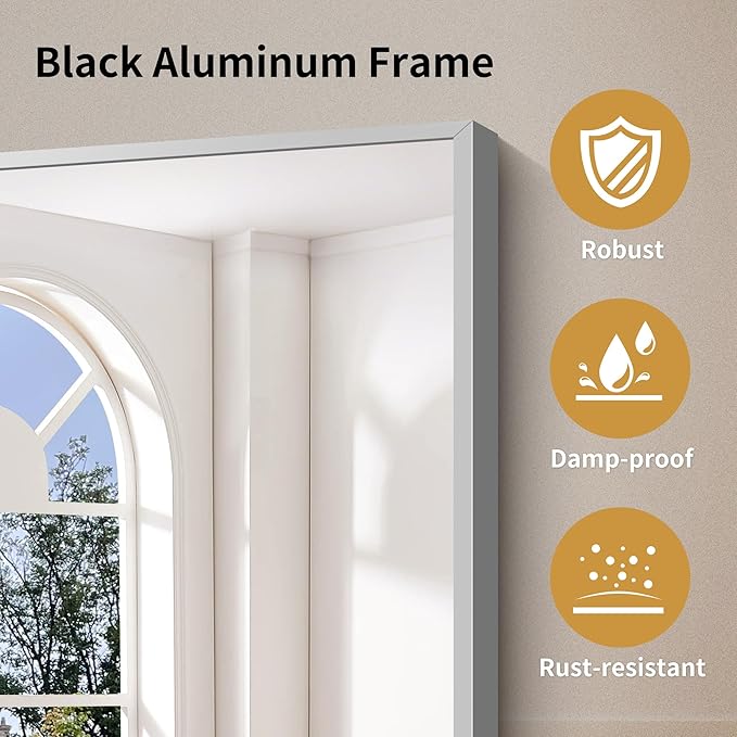 YIROMAN Bathroom Mirror 30"x36", Brushed Silver Bathroom Mirror for Over Sink with Aluminum Frame, Rectangular Vanity Mirror with Right Angles, Wall Mirror Hangs Horizontal or Vertical, Shatterproof