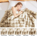 Latepis Soft Luxury Faux Fur Bubble Blanket, Thick Warm Cozy Throw Blanket for Couch, Plush Fluffy Blanket for Sofa and Bedroom Women Gift, 50” x 60”, Tie-dye Camel, 860GSM