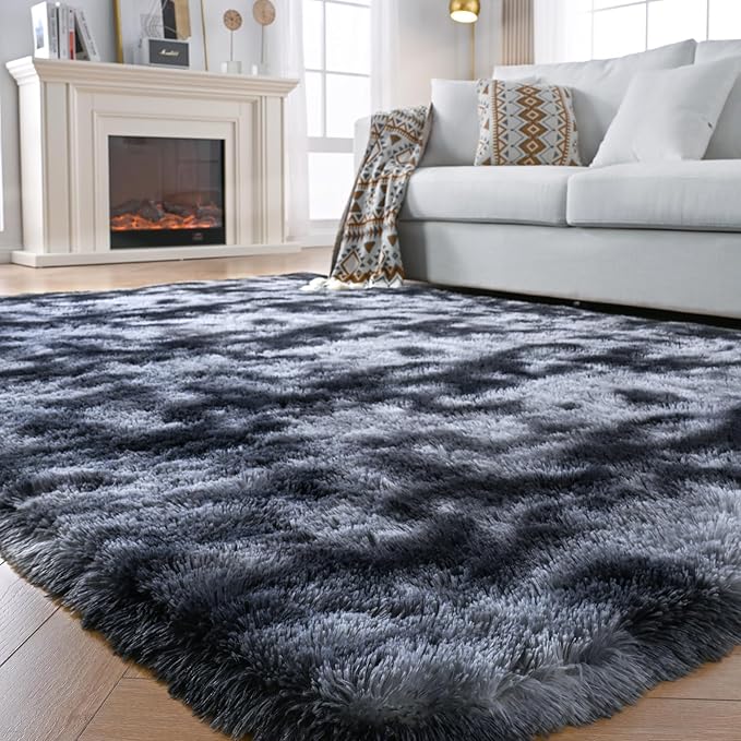 Shag Rugs 8x10 Living Room: Shag Area Rug for Bedroom - Gray Large Fluffy Soft Carpet for Living Room - Grey Big Indoor Plush Soft Rug, Gray Fluffy Carpets Dorm Home Decor Aesthetic (Grey, 8x10 Feet)…