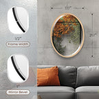 OVALCREST - Oval Wooden Beveled Wall Mirror for Home Decor, Bathroom, Vanity, Bedroom, Living Room, Hallway - London Style (Gold Paint) 17.1 x 21.1