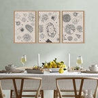 HPINUB Vintage Food and Drink Framed Canvas Wall Art Set,Sketch Pizza Cheers Wall Decor,Thanksgiving Dinner Turkey Artwork,Black and white Art Prints for Kitchen,Dining Room,Gatherings Decor-16"x24"x3