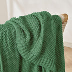 Joydeco Chunky Cable Knit Throw Blanket, Lightweight 100% Cotton Soft Cozy Throw Twin Blanket for Couch Bed and Sofa, Rustic Breathable Farmhouse Blanket Gift for Women Men(Olive Green, 60"x80")