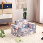 Toddler Chair Kids Couch, 2-in-1 Toddler Soft Sherpa Couch Fold Out Armchair Glow in The Dark with Removable Cover, Convertible Reading Chair Toddler Sofa for Kids, Football