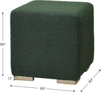 KINWELL 18.5" Wide Modern Square Boucle Upholstered Ottoman with Solid Wood Legs Set of 2, Cube Ottoman Multi-Functional Sofa Footrest, Extra Seating for Living Room, Bedroom, Fully Assembled (Green)
