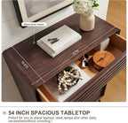 RedLemon 5 Drawers Dresser for Bedroom, 48'' Tall Mid Century Modern Wood Fluted Dresser, Chest of Drawers with Tapered Leg for Bedroom, Living Room, Hallway, Closet, Dark Walnut