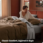 Bedsure Cotton Duvet Cover Set - 100% Cotton Waffle Weave Brown Duvet Cover Oversized King Size, GentleSoft™ and Breathable Bedding Set for All Season, 3 Pieces, 120"x98"