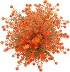 Uieke 6 Bundles Artificial Fall Flowers UV Resistant No Fade Fake Outdoor Plants Faux Plastic Plant Greenery for Outside Garden Porch Sidewalk Trim Window Box Décor Autumn Orange
