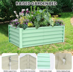 Galvanized Raised Garden Bed Outdoor, 2 Pcs 6x3x1.5FT Outdoor Large Planter Raised Beds Open Base with Safety Edge and Glove for Vegetables Flowers Ground Planter, Green