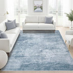 Area Rugs 6x9 Living Room: Washable Rug Modern Abstract Large Rugs Soft Non Slip Neutral Rug Stain Resistant Indoor Carpet for Bedroom Kitchen Dining Room Table Nursery Home Office Rugs(Blue,6'x9')