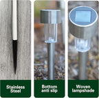 EcoGreen Outdoor Pathway Solar Light, 8pcs Pack,Garden Patio Balcony Walk Way Lights, Stainless Steel Leg, 5000K Daylight, IP65 Waterproof, 1.85 * 12.2in