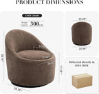 COLAMY Modern Swivel Accent Chair with Hidden Storage, 360° Barrel Swivel Chair, Small Swivel Armchair for Living Room/Bedroom, Brown